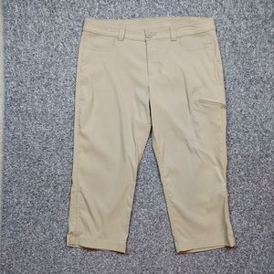 Eddie Bauer Tan Beige High Rise Lightweight Cropped Cargo Capri Pants Size 12